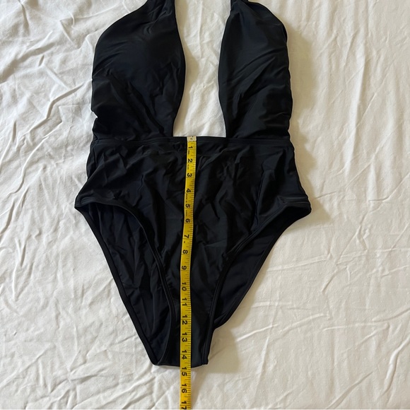 One Piece Backless Swimsuit with Front Cross Halter, Black, Large - Picture 6 of 9